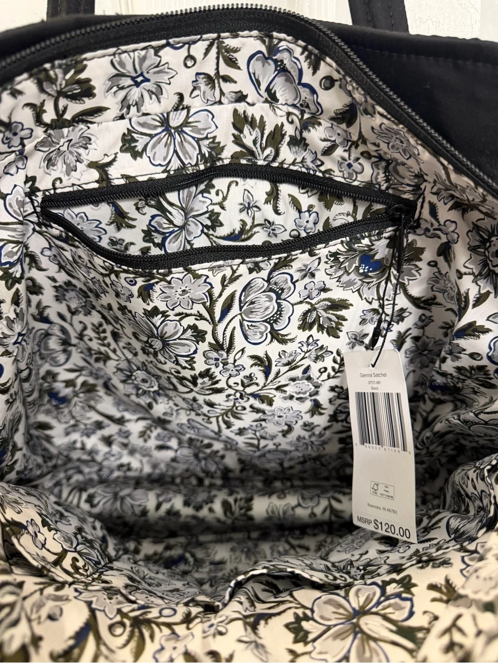 Vera Bradley Black Glenna Satchel